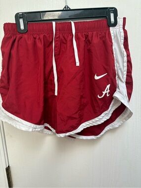 Nike Women's Red Athletic Shorts with White Trim - Alabama - Dri Fit